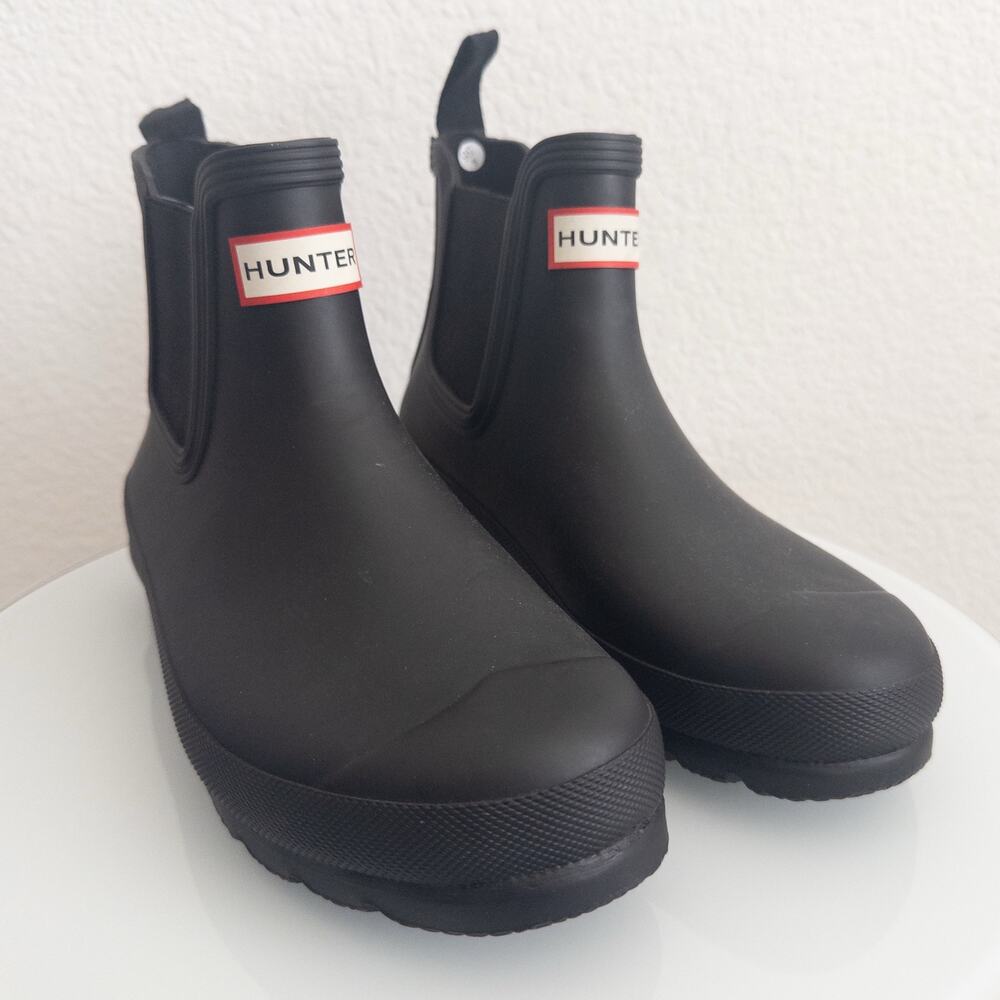 Hunter Black Chelsea Rain Boots Size 7 - Picture 2 of 4